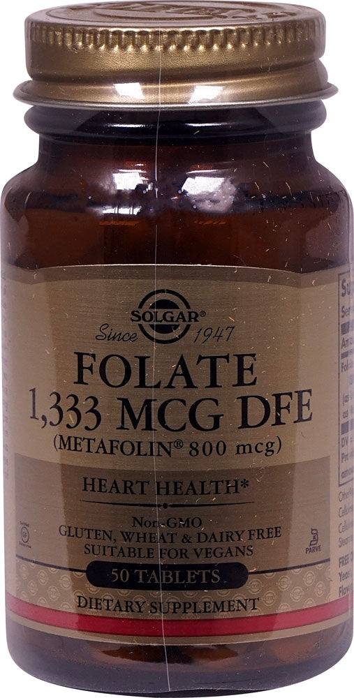 Solgar Folate 800mcg As Metafolin, 50 Tablets